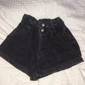 high waisted, button shorts mom jeans